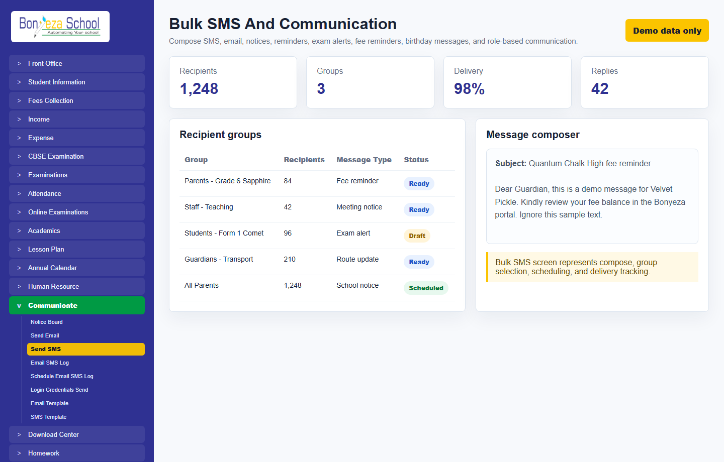 Bulk SMS screenshot